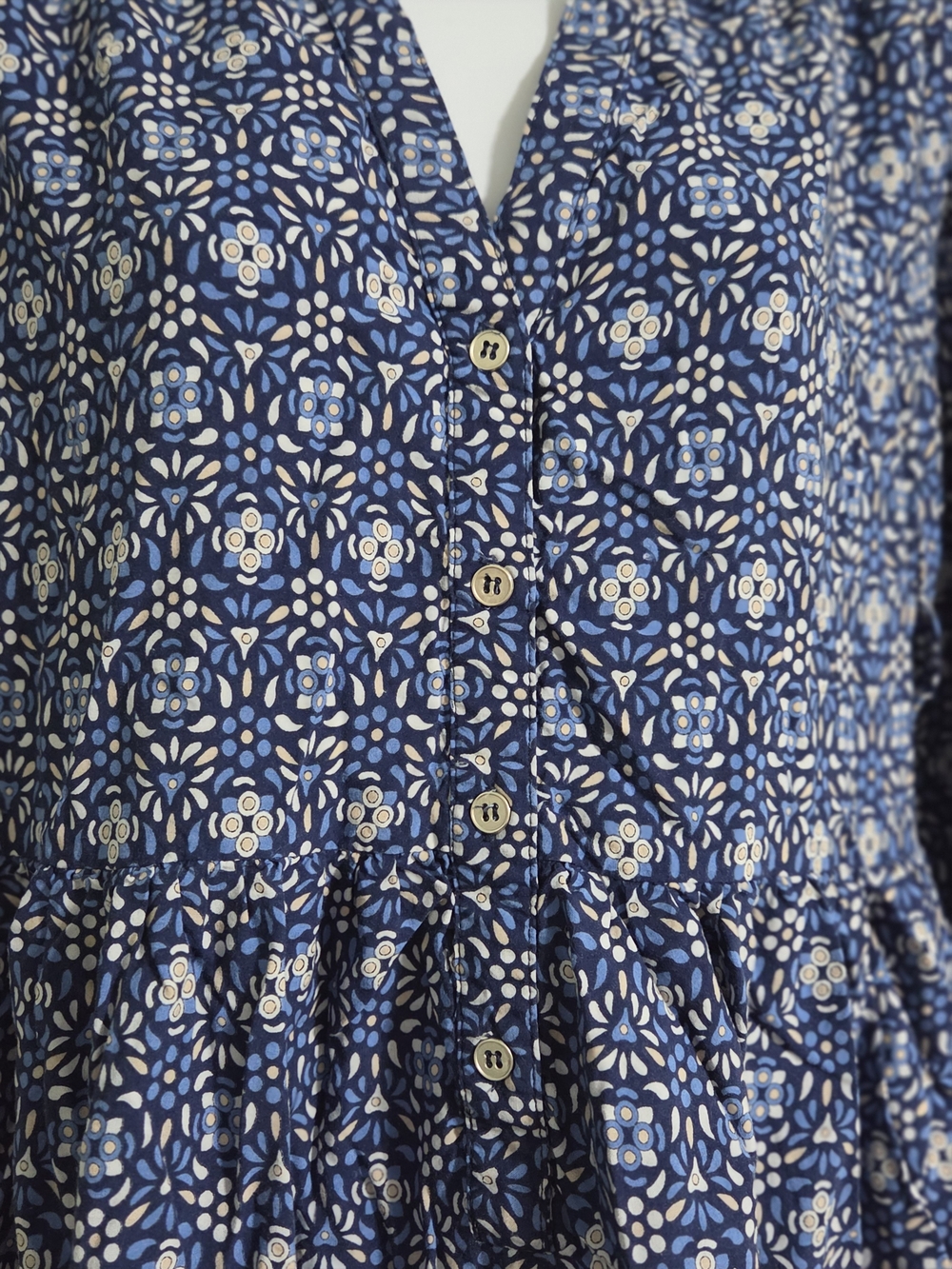 En Creme Blue & Cream Paisley Long Sleeve Tunic Dress - Picture 4 of 8